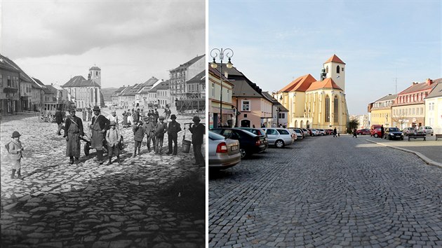 Boskovice na snmku kolem roku 1890 a v souasnosti