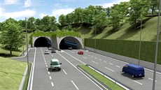 Vizualizace Radlické radiály - vjezd do tunelu Radlice smrem k Vltav