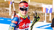 Veronika Vítková ped startem stíhacího závodu v rakouském Hochfilzenu