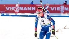 Veronika Vítková na trati stíhacího závodu žen v Pokljuce Veronika Vítková na trati stíhacího závodu žen v Pokljuce