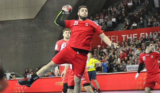 Házenkáský reprezentant Leo Petrovský (snímek z pípravného duelu v Polsku).