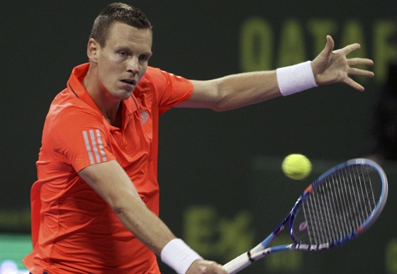 Tomá Berdych na turnaji v Dauhá.