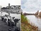 Kolín - srovnání historické a aktuální fotografie