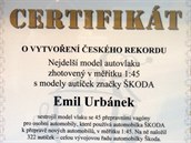 Certifikt dokldajc vytvoen eskho rekordu a existenci uniktn...