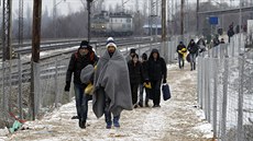 Uprchlíci na makedonsko-srbské hranici (3. ledna 2016)