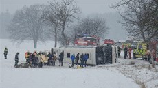 Havarovaný autobus s dtmi z Bloruska (6.1.2015).