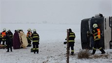 Havarovaný autobus s dtmi z Bloruska (6.1.2015).