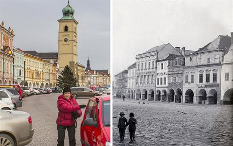 Námstí v Litomyli kolem roku 1885 a na aktuálním snímku