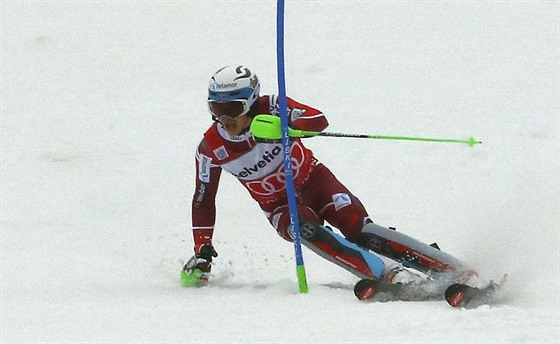 Henrik Kristoffersen ve slalomu v Adelbodenu.