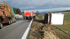 Nehoda kamionu u Dolního Třebonína. Nehoda kamionu u Dolního Třebonína.