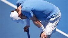 Andy Murray bhem tréninku na Australian Open