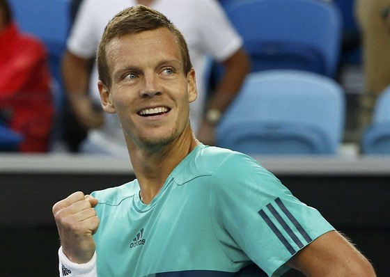 eský tenista Tomá Berdych se smje, práv postoupil do tvrtfinále Australian...