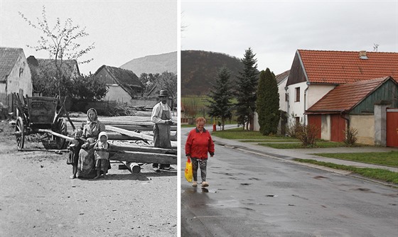 Rovné na Litomicku kolem roku 1890 a na aktuálním snímku