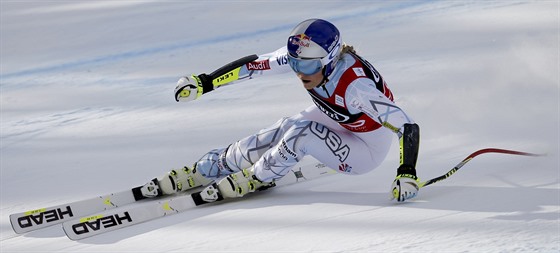 Lindsey Vonnová na trati superobího slalomu v Cortin d'Ampezzo