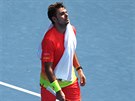 vcarsk tenista Stan Wawrinka bojuje o tvrtfinle Australian Open.