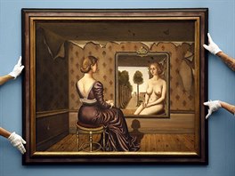 ZRCADLO. Pracovníci galerie pedstavují malbu "Le Miroir" (zrcadlo) od malíe...