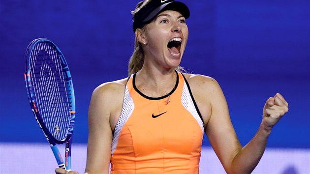 Rusk tenistka Maria arapovov oslavuje postup do tvrtfinle Australian Open.
