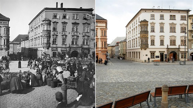 Hauenschildv palc na olomouckm Dolnm nmst na aktulnm snmku a kolem roku 1890