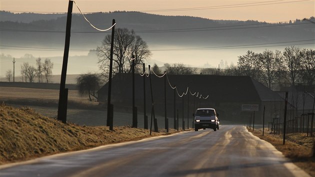 Nled na silnici u Jeclova na Jihlavsku.