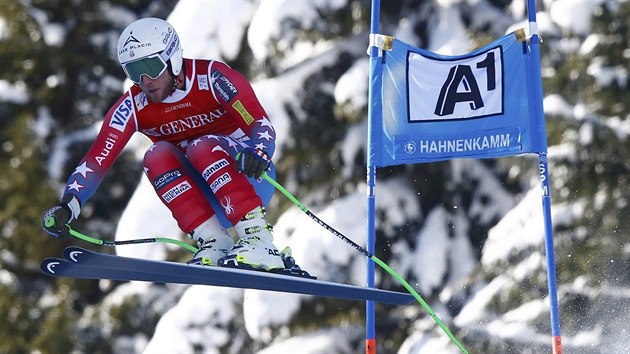 Andrew Weibrecht v superobm slalomu v Kitzbhelu.