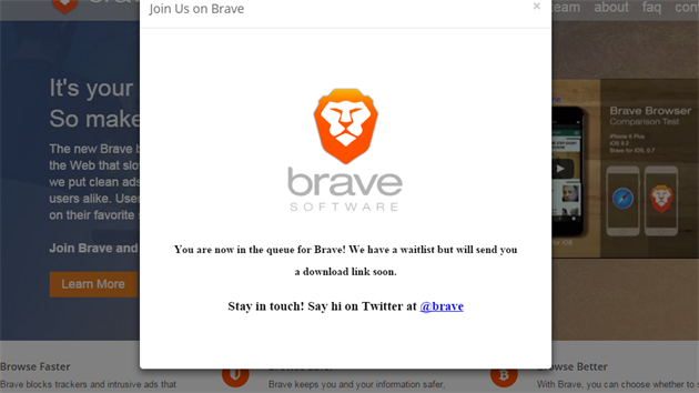 Uzaven betaverze: Brave Software vm pole pozvnku