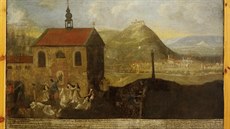 Detail obrazu ze 17. století znázorňuje řádění husitů, vraždění jeptišek v... Detail obrazu ze 17. století znázorňuje řádění husitů, vraždění jeptišek v...