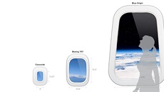 Názorné srovnání velikosti oken v nadzvukovém dopravním letounu Concorde, v...