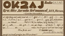 QSL karta Jarmily Hemanové, která se hlásila znakem OK2JL, s údaji o...