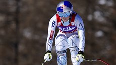 Americká lyaka Lindsey Vonnová na trati sjezdu v Cortin d´Ampezzo.