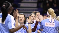 Trutnovské basketbalistky před ligovým zápasem Trutnovské basketbalistky před ligovým zápasem