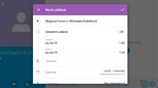 Skype nyní umí plánovat hovory pímo do kalendáe.