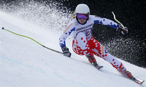 Ester Ledecká ve sjezdu v Garmisch-Partenkirchenu.