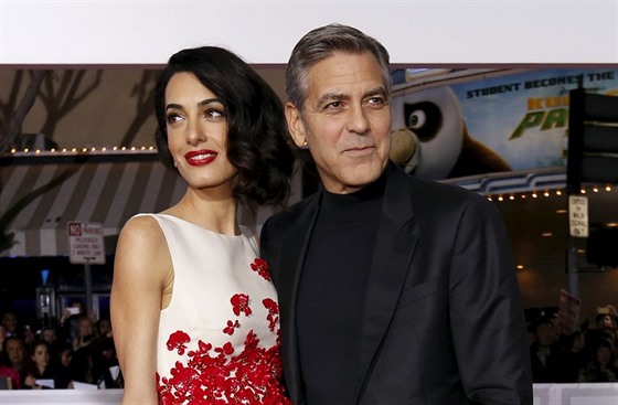 George Clooney a jeho manelka Amal (Los Angeles, 1. února 2016)