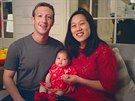 Mark Zuckerberg s manelkou a dcerou.