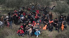 Uprchlíci na eckém ostrov Lesbos (30. ledna 2016)