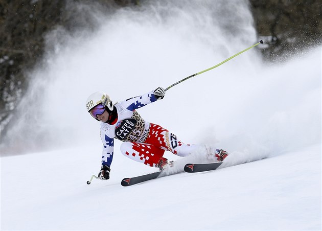 Ester Ledeck na trati sjezdu v La Thuile