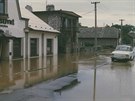 Pohled na zatopenou Litovel na Olomoucku bhem povodn v ervenci 1997.