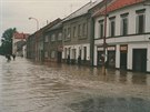 Pohled na zatopenou Litovel na Olomoucku bhem povodn v ervenci 1997.