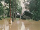 Pohled na zatopenou Litovel na Olomoucku bhem povodn v ervenci 1997.