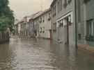 Pohled na zatopenou Litovel na Olomoucku bhem povodn v ervenci 1997.