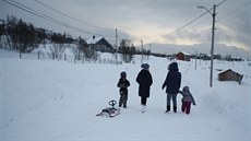 adatelé o azyl v norském mst Hammersfest. (17. února 2016)