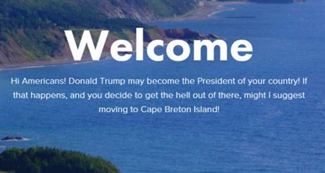 Pvodn uvtac strnka na webu Cape Breton, kdy Donald Trump vyhraje. (28....