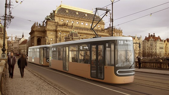 Takto by mohl vypadat nový design praských tramvají. Inspirace Tatrou T3 je...
