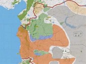 Mapa Srie podle ruskho ministerstva obrany: erven jsou zny kontroly syrsk...