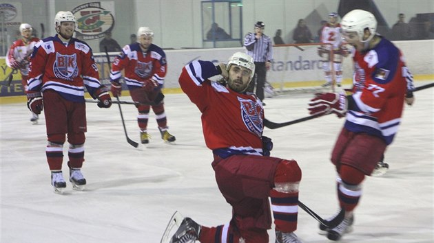 Hokejov derby ve e. Stelec vtznho glu Havlkova Brodu Luk Endl