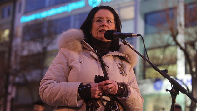 Demonstrace namen proti fovi ANO a ministru financ Andreji Babiovi, kterou na prask Vclavsk nmst svolali zstupci pravice (25. nora 2015)