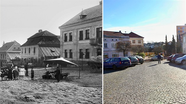 Nmst ve Svtl nad Szavou na aktulnm snmku a kolem roku 1898 