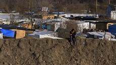 Uprchlický tábor zvaný Dungle v Calais (15. února 2016)