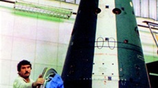 Návratová tímístná kabina kosmické lodi Vladimíra elomje.