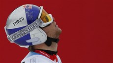 Alexis Pinturault v cíli obího slalomu, který se jel v Hinterstoderu.